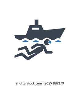 Maritime Diving Operations Icon Isolated On White Background