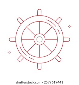 Maritime Helm Ship Wheel Vector Icon Design