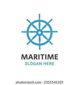 MARITIME LOGO CONCEPT WITH SIMPLE STEERING WHEEL ICON