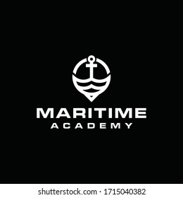 Maritime logo silhouette design vector
