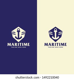 MARITIME LOGO TEMPLATE. SEA AND BOAT LOGO VECTOR.