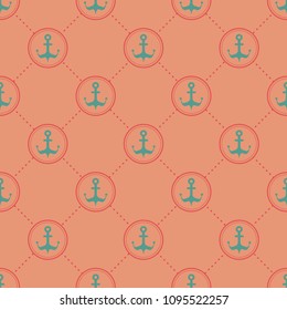 Maritime mood, Seamless nautical pattern with anchors, vintage style