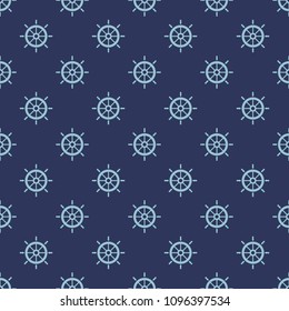Maritime mood, Seamless nautical pattern with steering wheels, vintage style