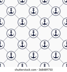 Maritime mood, Seamless nautical pattern with icons, retro and symmetric pattern with anchors