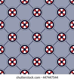 Maritime mood, Seamless nautical pattern with lifebuoys