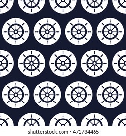 Maritime mood, Seamless nautical pattern with steering wheels