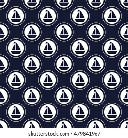 Maritime mood, Seamless nautical pattern with icons, ships