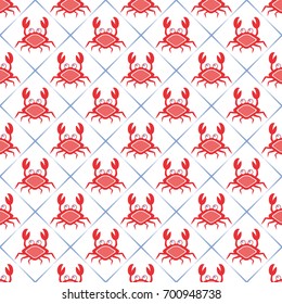 Maritime mood, Seamless nautical pattern with crabs