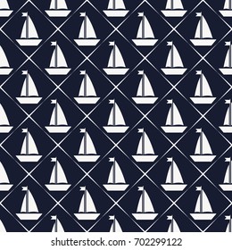 Maritime mood, Seamless nautical pattern with ships