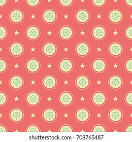Maritime mood, Seamless nautical pattern with steering wheels