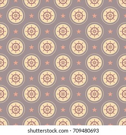 Maritime mood, Seamless nautical pattern with steering wheels