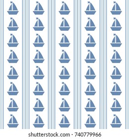 Maritime mood, Seamless nautical pattern with ships, stripped background