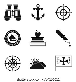 Maritime navigation icons set. Simple set of 9 maritime navigation vector icons for web isolated on white background