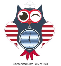 Maritime owl clock vector