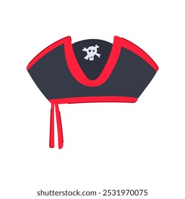 maritime pirate hat cartoon. adventure skull, crossbones treasure, ocean sea maritime pirate hat sign. isolated symbol vector illustration