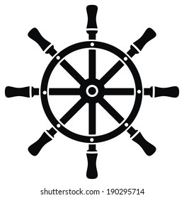 maritime rudder - symbol, black vector icon, isolated object