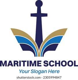 Maritime School logo with book and anchor combined