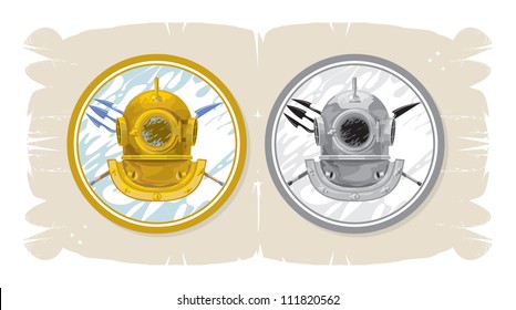 Maritime set with space suit, 2, vector
