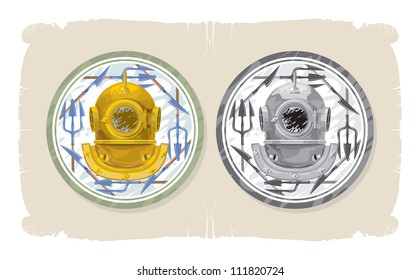 Maritime set with space suit, 4, vector