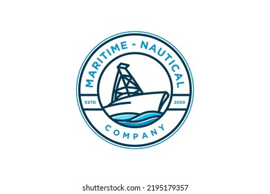 Logo des Schiffs für Anker-Schiffe, Windrose Symbol für die Meeresanautik