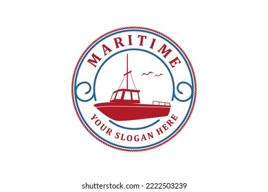 Maritime ship logo design boat icon symbol illustration marine nautical