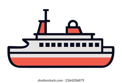 Maritime ships flat, Cargo ship container in the ocean transportation, shipping freight transportation. illustration vector
