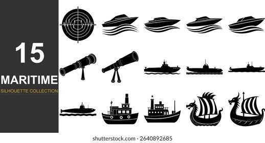 Maritime Silhouette Vector Pack in Vector Style