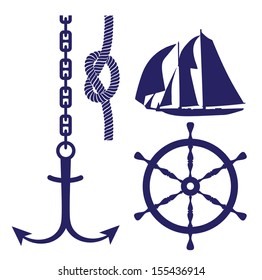 maritime symbols on a white background