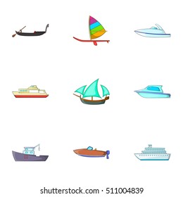 Maritime transport icons set. Cartoon illustration of 9 maritime transport vector icons for web