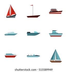 Maritime transport icons set. Flat illustration of 9 maritime transport vector icons for web