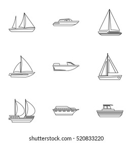 Maritime transport icons set. Outline illustration of 9 maritime transport vector icons for web