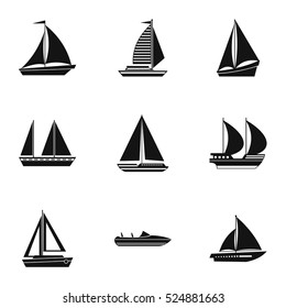 Maritime transport icons set. Simple illustration of 9 maritime transport vector icons for web