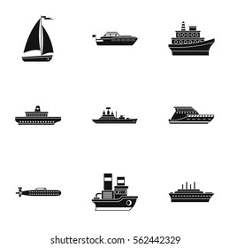 Maritime transport icons set. Simple illustration of 9 maritime transport vector icons for web