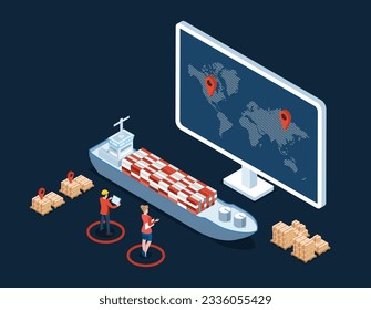 Maritime Transport Logistics and Global Logistics Network Concept.  Vector Illustration eps10