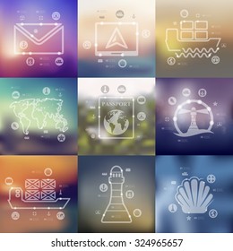 maritime trucking timeline presentations with blurred unfocused background