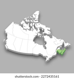 The Maritimes region location within Canada 3d isometric map