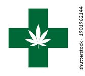 Mariuhana leaf symbol, cross marijuana or hemp icon, cannabis medical sign, weed drug vector illustration .