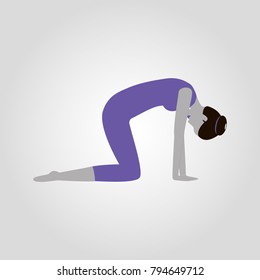 Marjari or cat pose isolated flat vector icon yoga pose