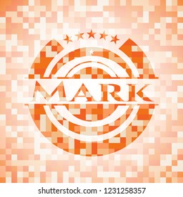 Mark abstract orange mosaic emblem