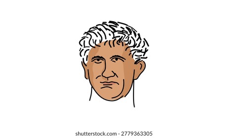 Mark Antony portrait, color vector illustration
