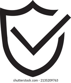 Mark approved icon in flat style. Shield icon with tick. Guard shield symbol.
