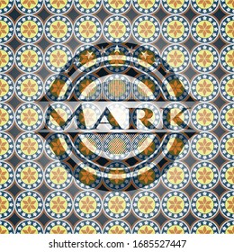 Mark arabic badge background. Arabesque decoration.