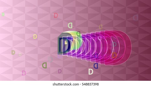 mark at artistic D Alphabet vector background, modern advertising with freedom