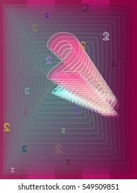 mark beside fashionable label, contrasting multicolor of 2 Number vector background