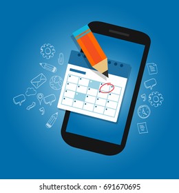 mark calendar schedule on mobile smart-phone device important dates reminder time organizer plan