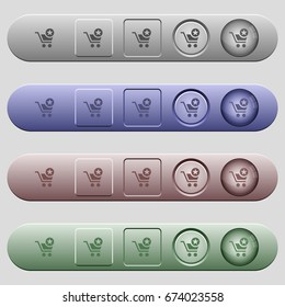 Mark cart item icons on rounded horizontal menu bars in different colors and button styles