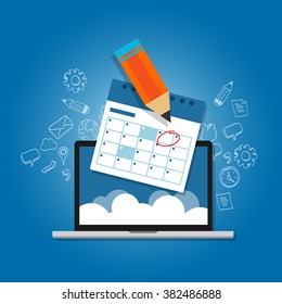 mark circle your calendar agenda online cloud planning laptop