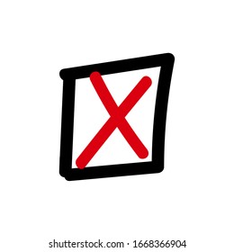 Mark, cross, doodle. Check box icons.  Vector illustration.