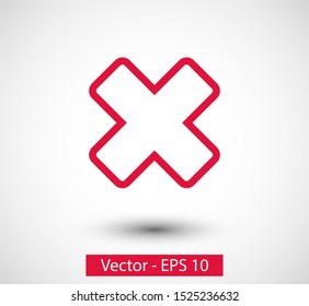 Mark Cross vector icon. Button delete