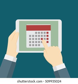 Mark The Date On Planning App In Digital Tablet